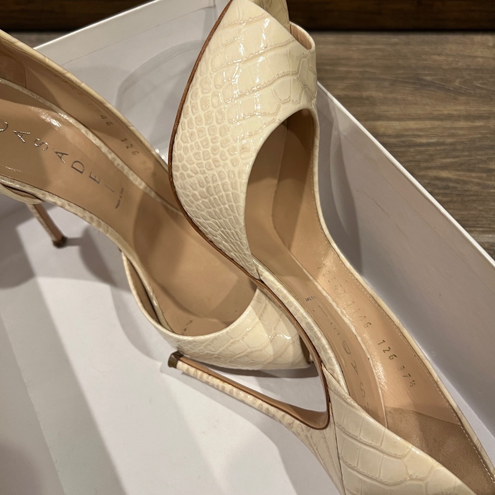 Casadei 
Leather Peep Toe Stiletto Heels 
Size 37 1/2 - Picture 9 of 9
